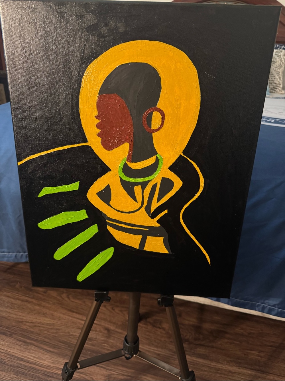 One-of-a-kind Abstract Afrocentric Silhouette Wall Art - Black & Yellow